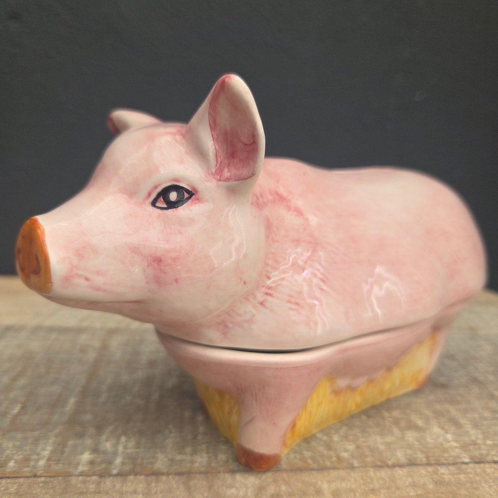 Michel Caugant aardewerk terrine/spaarpot varkentje, Antiek en Kunst, Ophalen of Verzenden