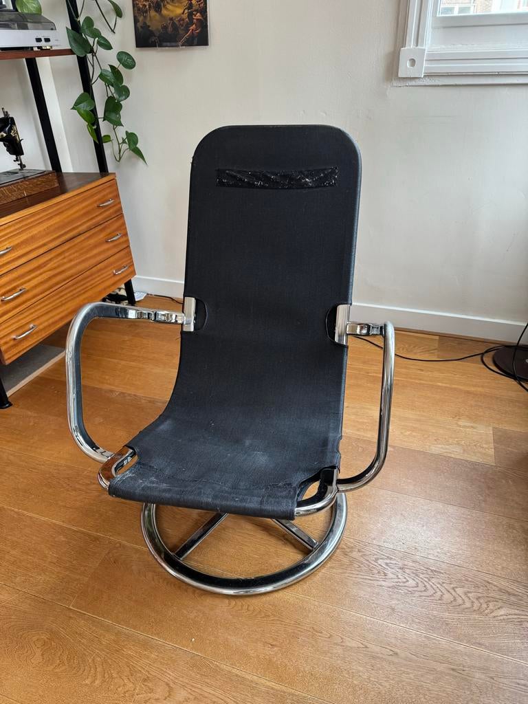Vintage 1999 IKEA SMEDSTA Draaibare Loungestoel Chroom, Ophalen