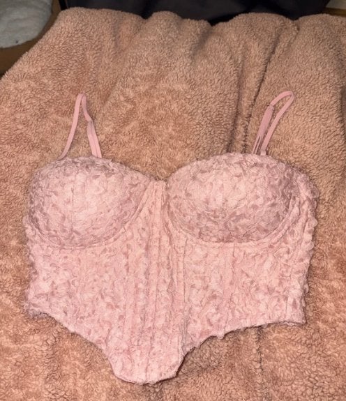 Roze kanten korset top met rits, Ophalen of Verzenden, Roze, Body of Korset