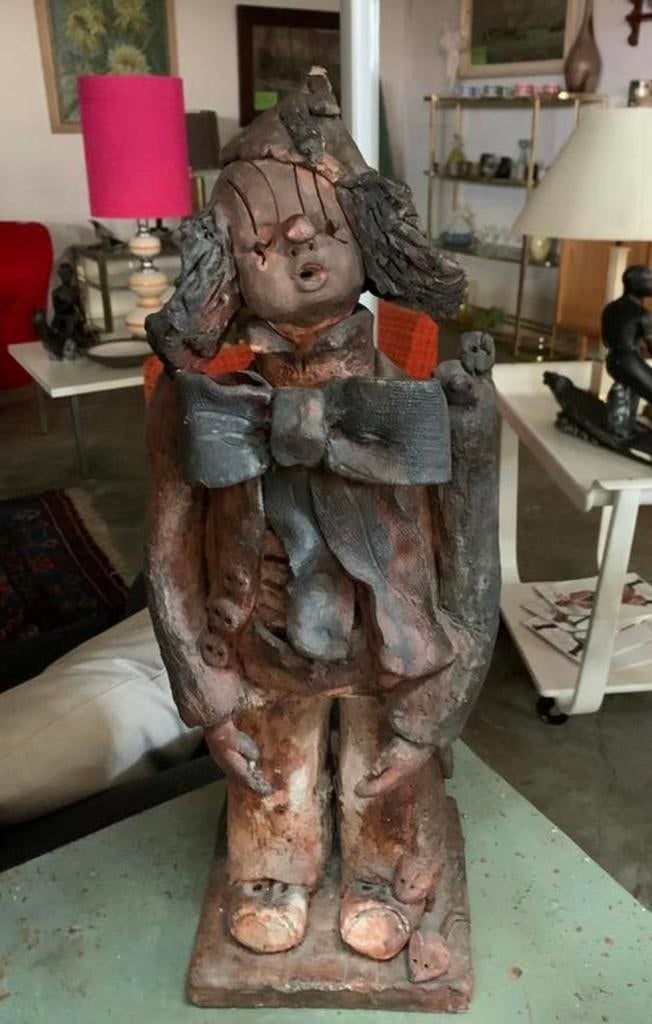 Beeld kunstenaar An Rijpers Cultuur terracotta clown beeld., Verzamelen, Beelden en Beeldjes, Ophalen of Verzenden, Zo goed als nieuw