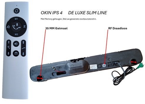 Okin IPS 4 motor 6500N 2 motorig (35MM) met RF draadloos, Matrasbestellen.nl, Verzenden, Buurserstraat 15 A, 7481 EG,Haaksbergen