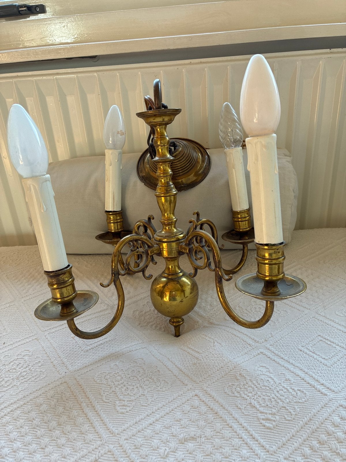 Antieke koper kroonluchter - 60 cm inclusief ketting, Huis en Inrichting, Ophalen, Gebruikt, Metaal, E14 (klein)