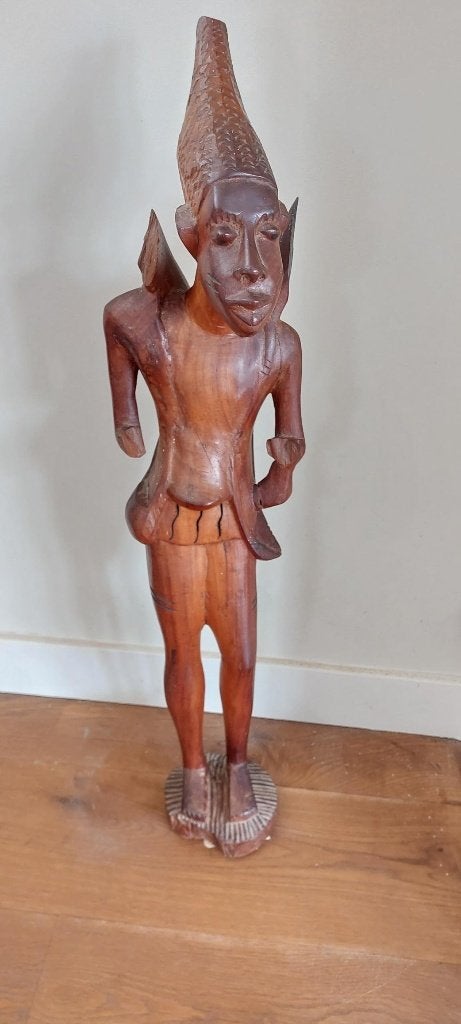 afrikaans housnijwerk beeld, Antiek en Kunst, Ophalen, 50 - 100 cm, Beeld, Hout