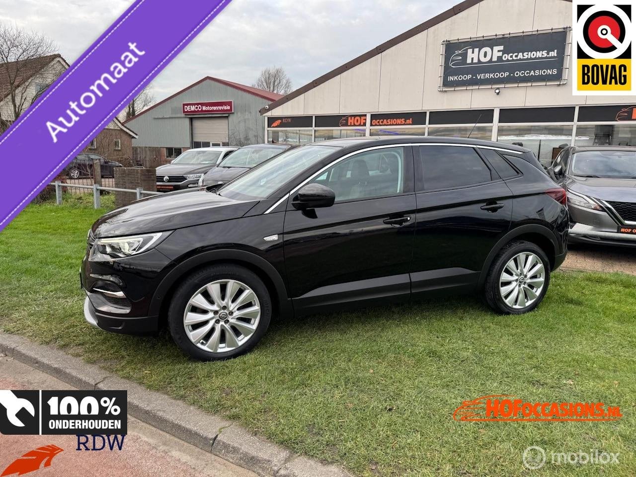 Opel Grandland X 1.6 Turbo Ultimate AUTOMAAT/LEDER/CARPLAY, Auto's, Zwart, 4 cilinders, Leder en Stof, Zwart
