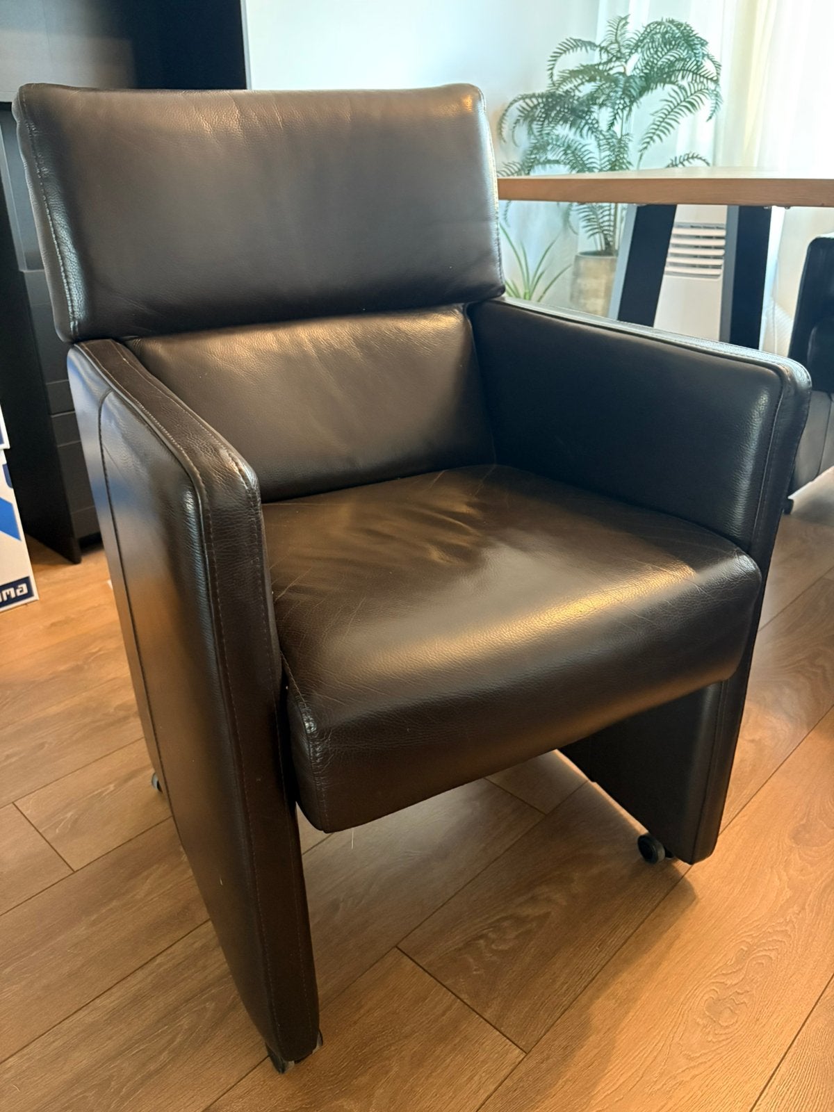 Lederen eetkamerstoelen (4x), Ophalen, Gebruikt, Minder dan 75 cm, 50 tot 75 cm
