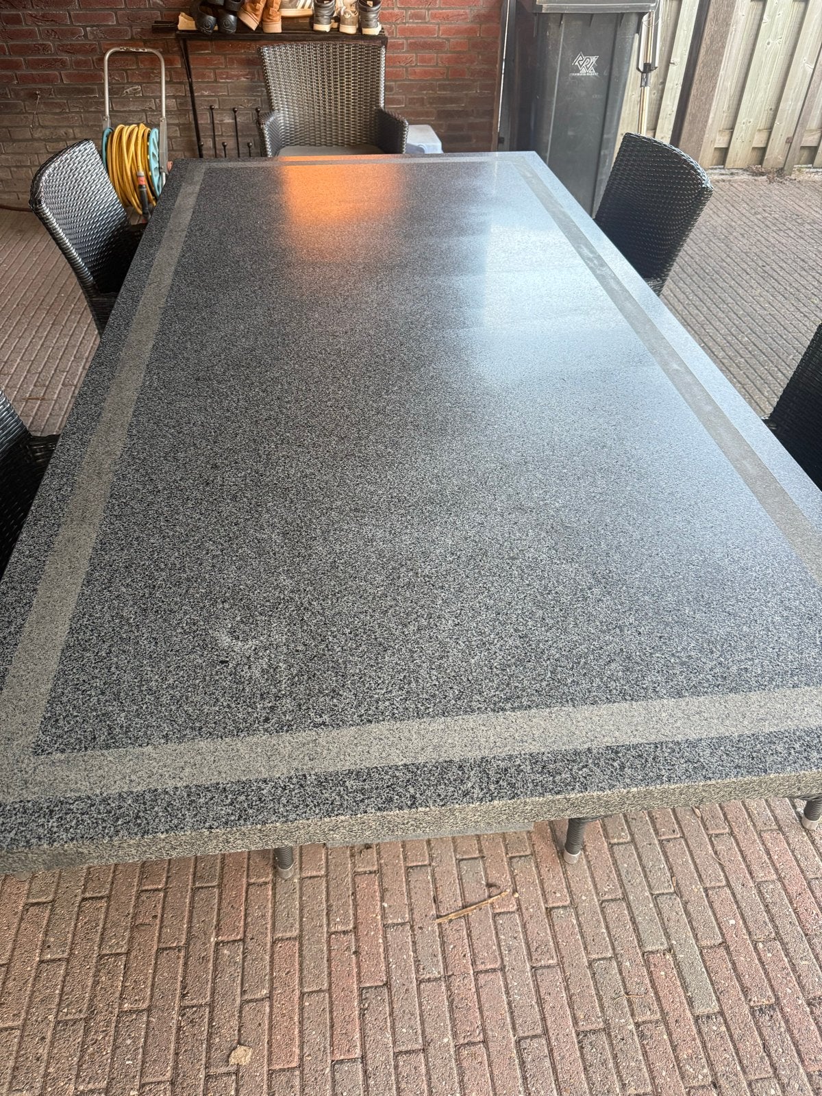 Natuursteen Tafel 2.20x1.10m met Vierkante Poten, Ophalen, Gebruikt, Rechthoekig, Overige materialen