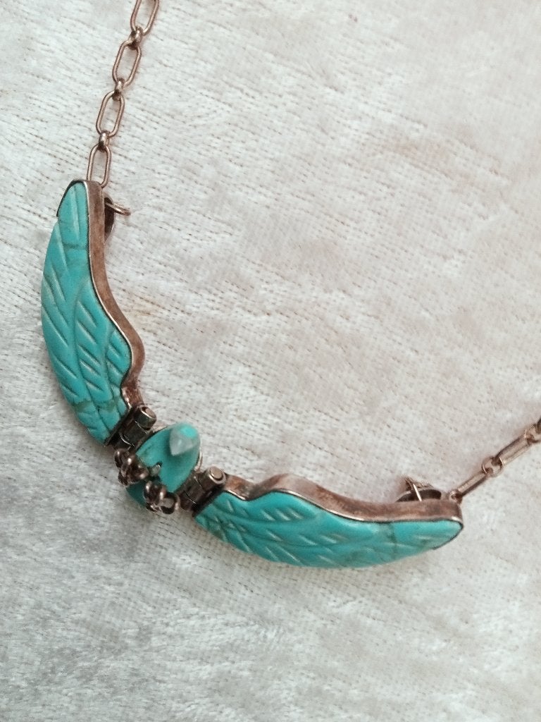 Mooie Zilveren Ketting met Adelaar van Turkois - Navajo Indi, Verzenden, Zilver, Ketting, Met edelsteen