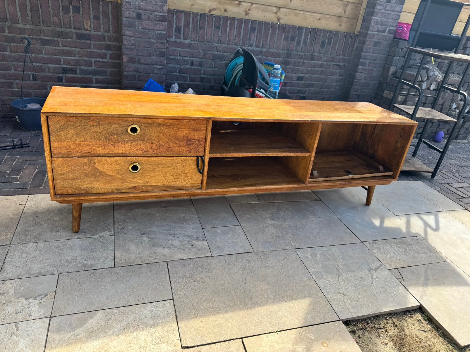 Tv meubel zwaar mango hout, Gebruikt, 150 tot 200 cm, Ophalen of Verzenden, Minder dan 100 cm