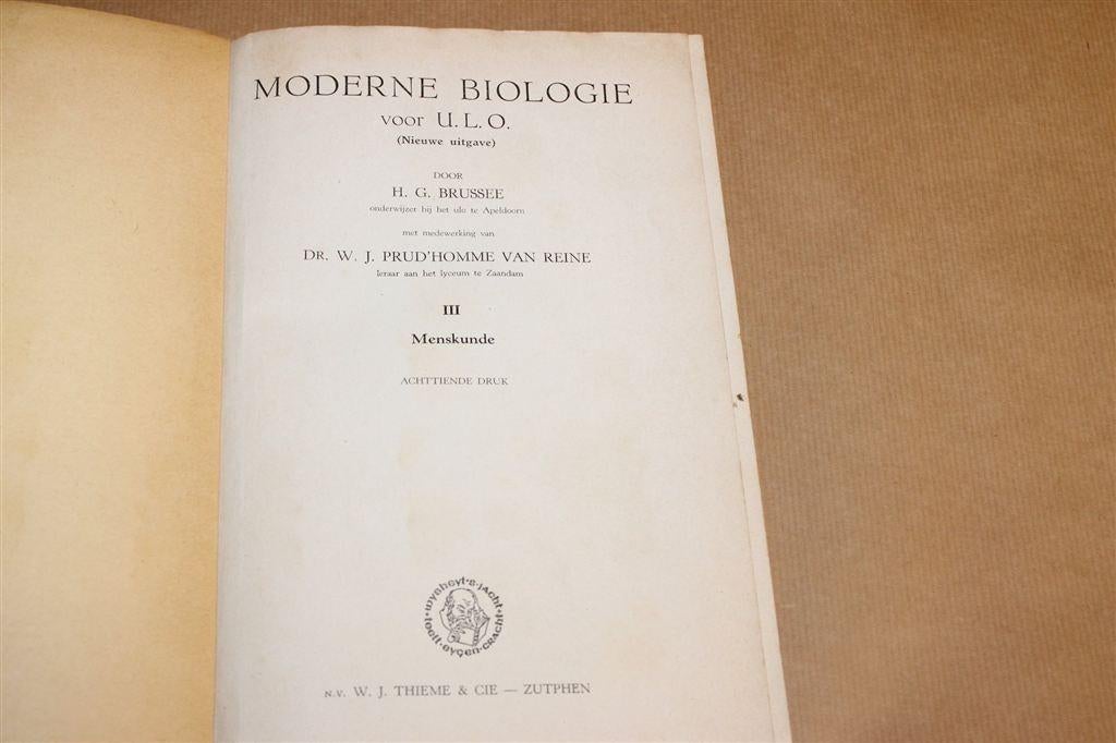 Moderne Biologie ULO 3 Menskunde — Vintage Schoolboek 1960, Boeken, Ophalen of Verzenden, Gelezen, Overige niveaus, Biologie
