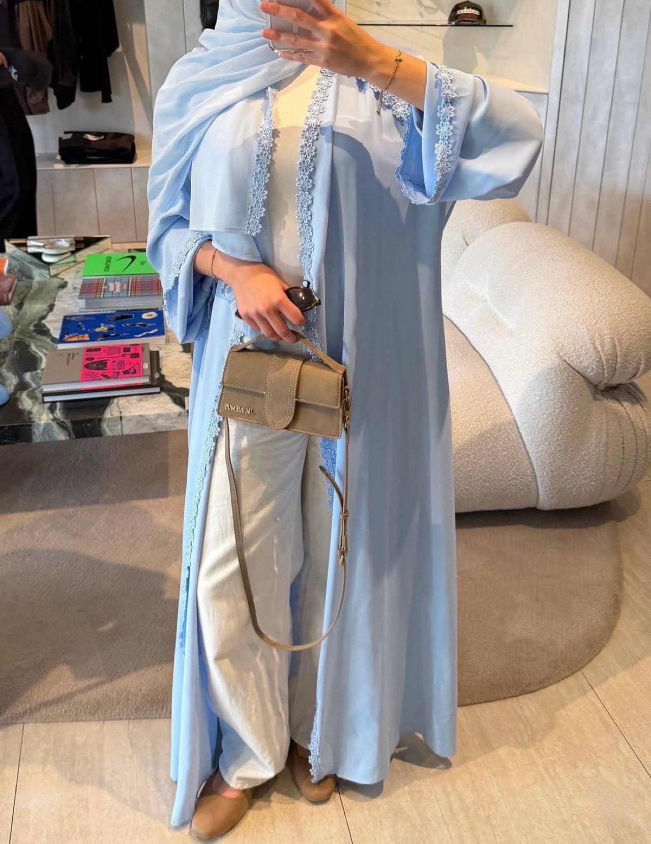 Dubai Abaya, Maat 38/40 (M), Blauw, Nieuw, Ophalen of Verzenden