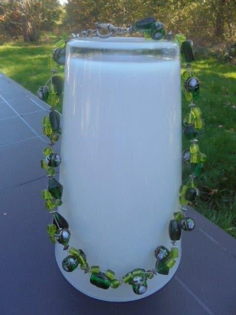 Schitterende Murano ketting glas kralen, Ophalen of Verzenden, Zo goed als nieuw, Groen, Overige materialen