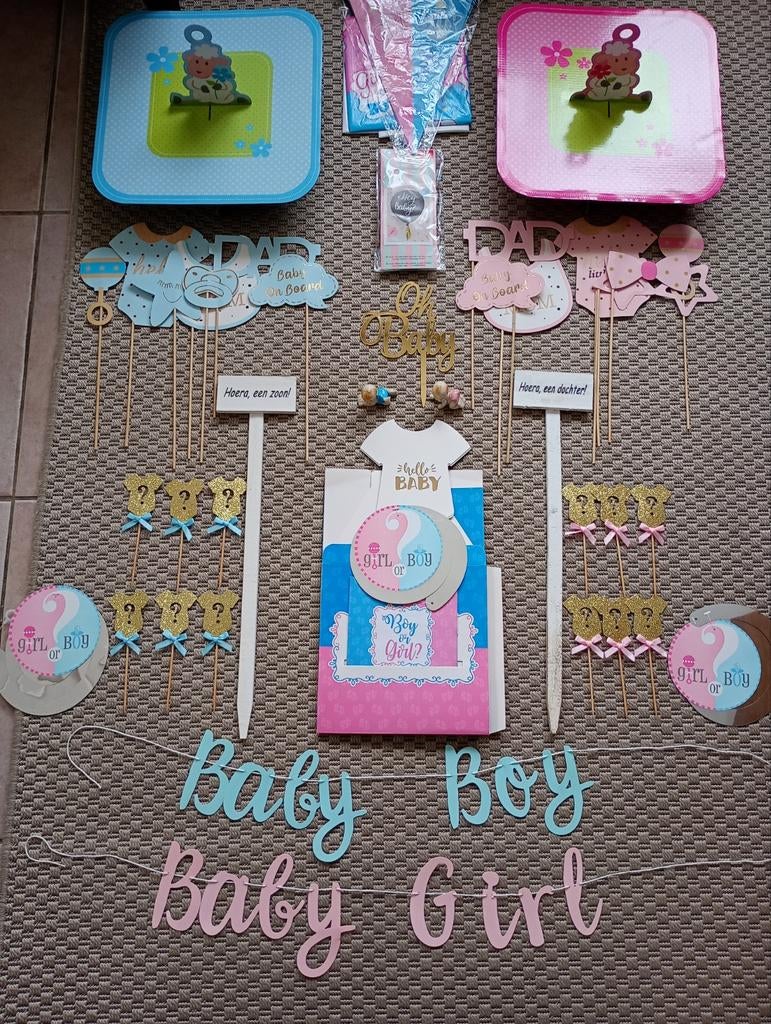 Gender Reveal Feestpakket - Jongen of Meisje?, Ophalen of Verzenden