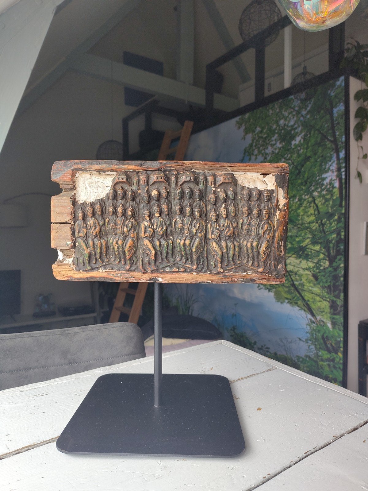 Antiek handgesneden houten paneel uit India (ca. 1880-1930), Ophalen of Verzenden