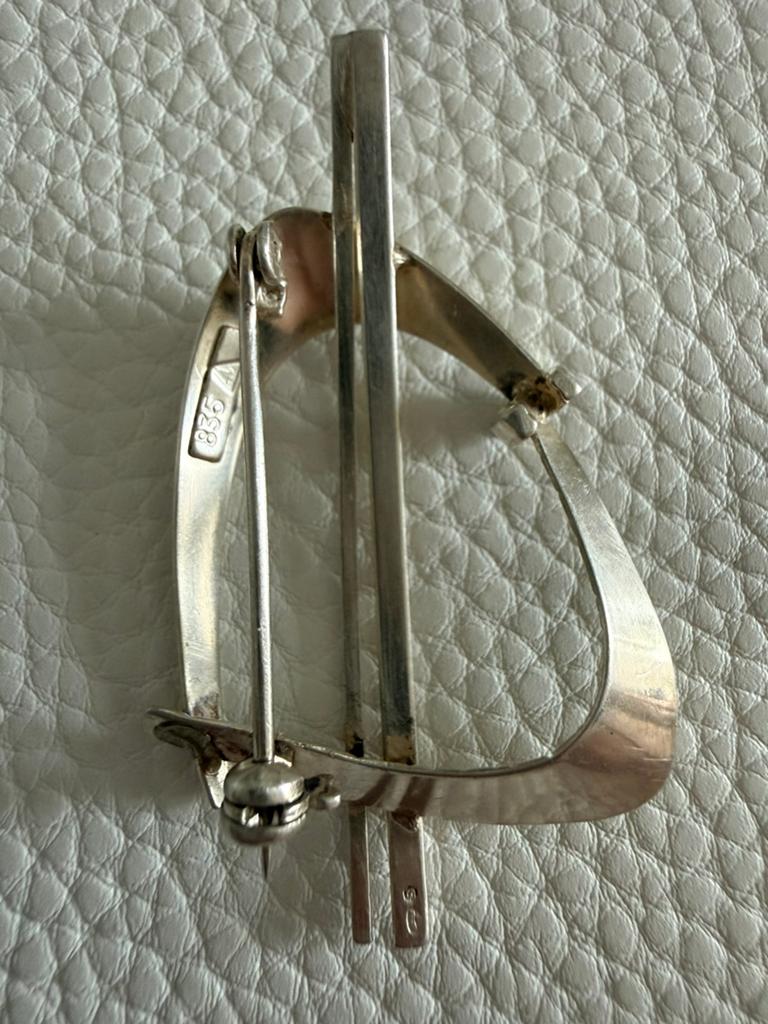 M199/TEKA Zilveren Vintage Modernist Broche, 4 tot 7 cm, Gebruikt, Verzenden, X