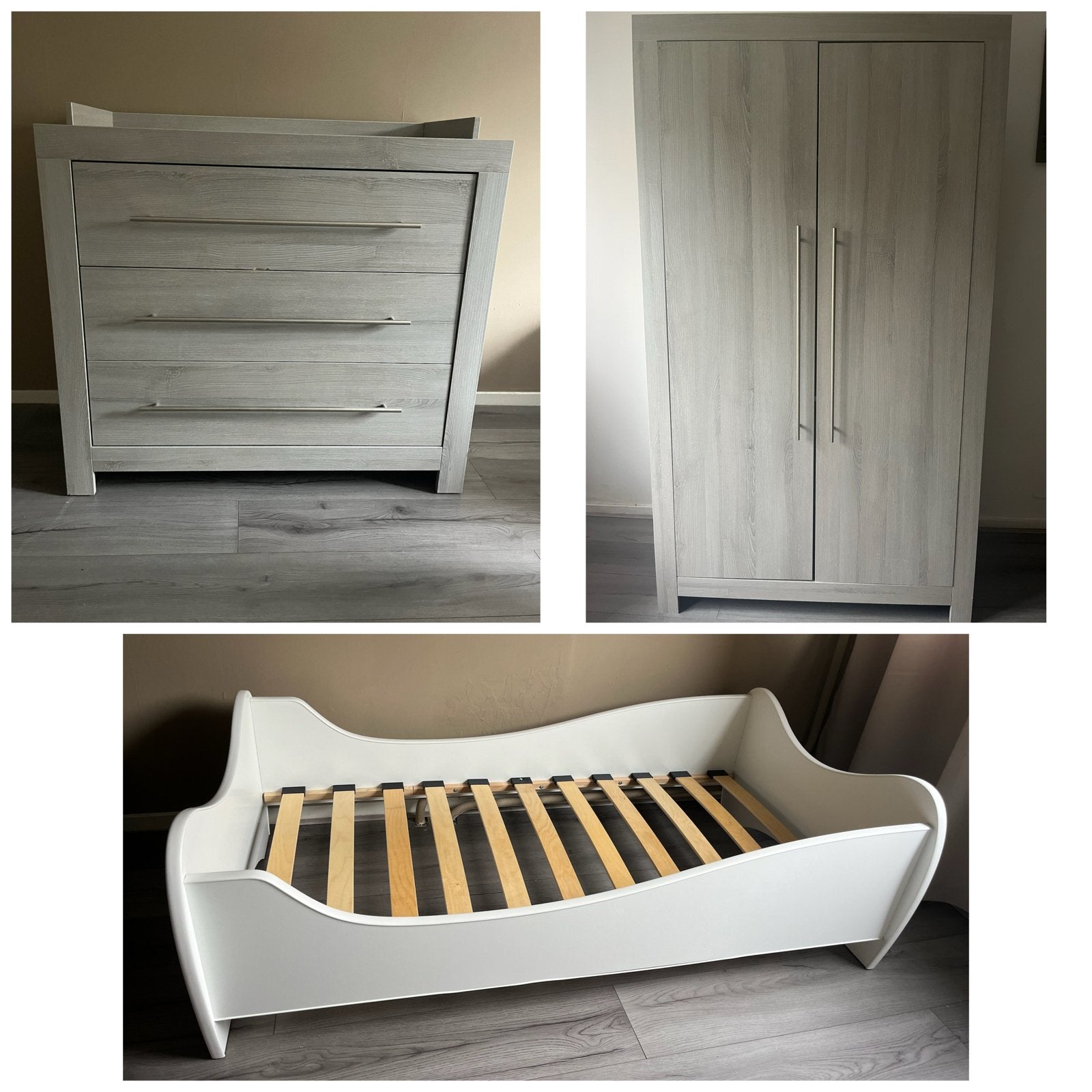 Kidsmill babykamer: Commode, kast, plank en peuterbed, Ophalen, 50 tot 70 cm, 100 cm of meer, Zo goed als nieuw
