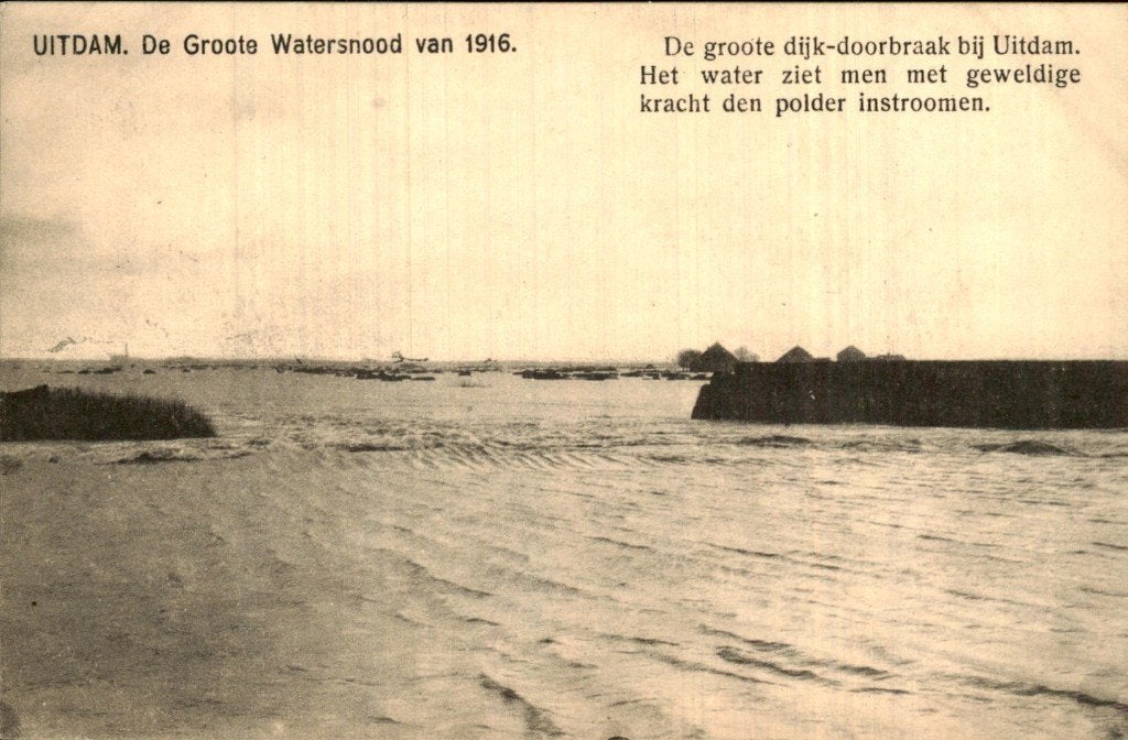 Uitdam - Dijkdoorbraak - De Groote Watersnood van 1916, Ophalen of Verzenden, Voor 1920, Ongelopen, Noord-Holland