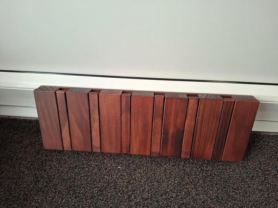 Houten "piano"kapstok met inklapbare haken, Huis en Inrichting, Woonaccessoires | Kapstokken, Gebruikt, Minder dan 100 cm, Hout
