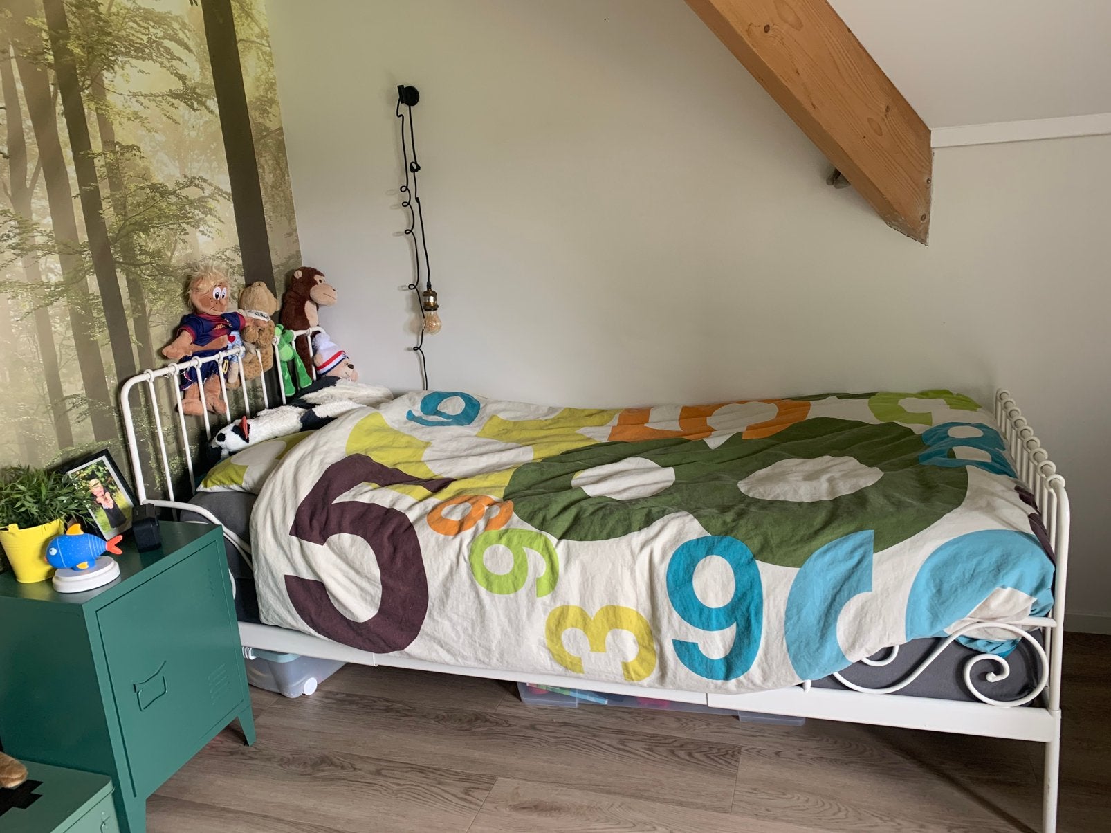 Verstelbaar spijlen juniorbed mét matras!, Ophalen, 70 tot 85 cm, Zo goed als nieuw, Matras