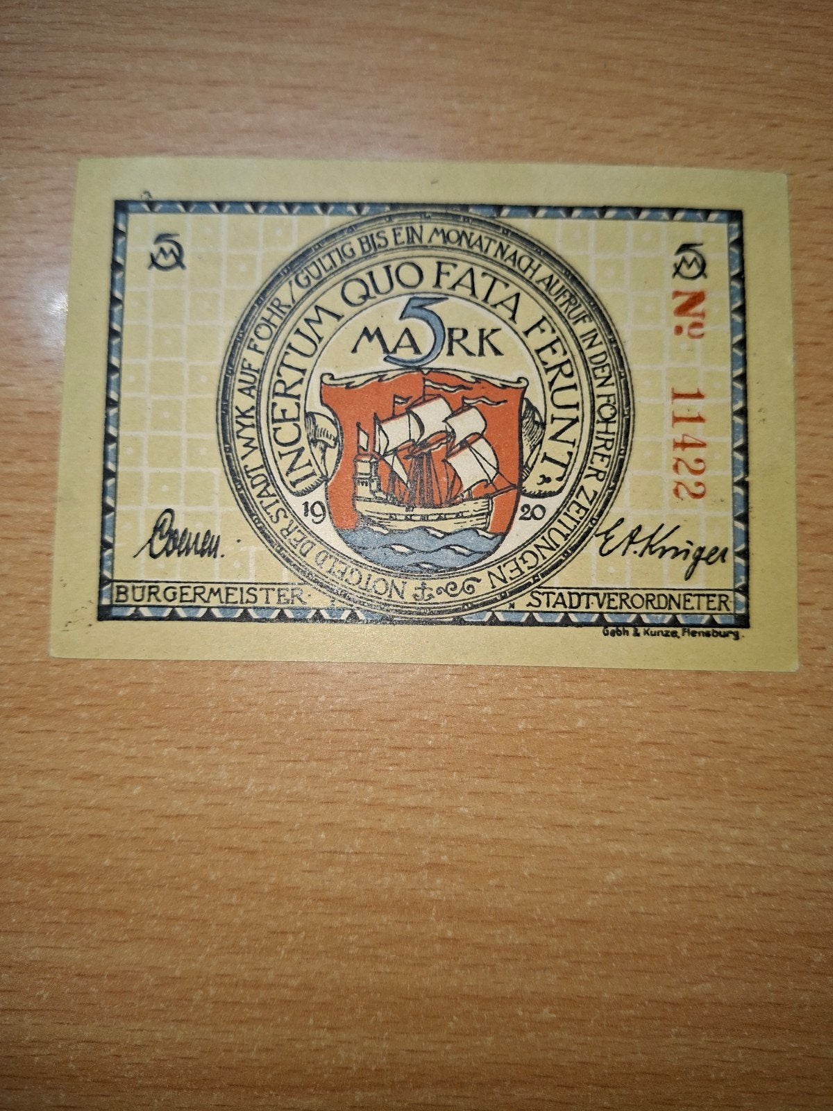 Duits Notgeld Wyk Noodgeld, Ophalen of Verzenden, Duitsland