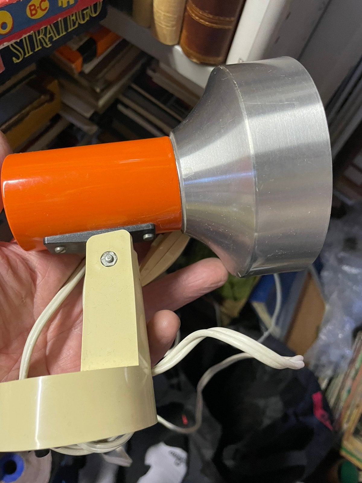 Mid century wandspot kunststof oranje wit, Ophalen of Verzenden, Zo goed als nieuw, Kunststof