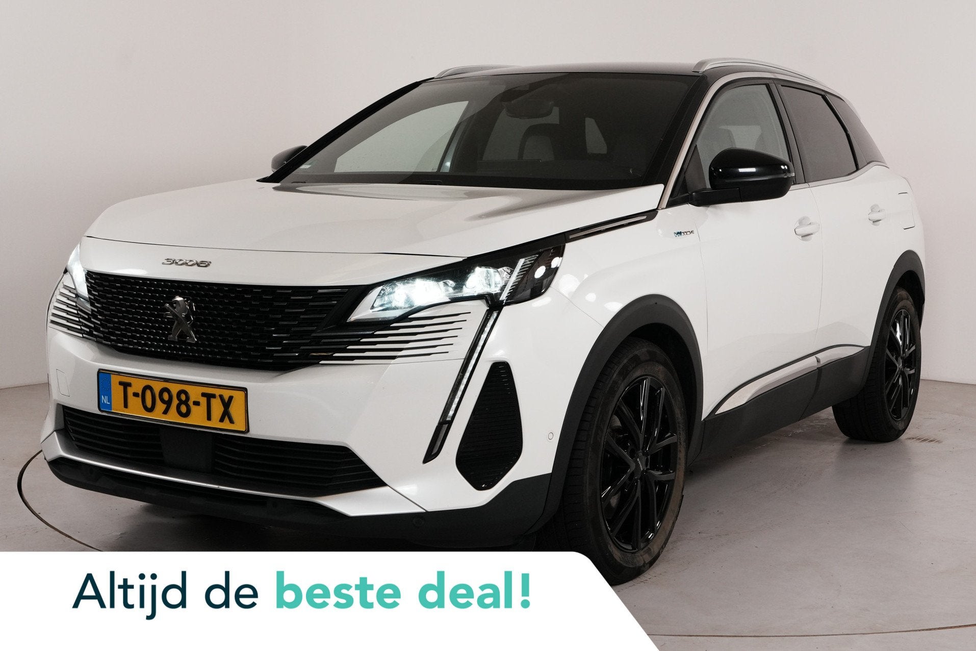 Peugeot 3008 1.6 HYbrid4 300 Blue Lease GT | SOH 95% | Adapt, Automaat, Euro 6, 4 cilinders, Wit