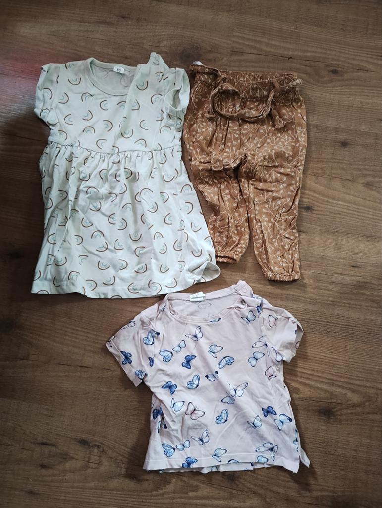 Zomerkleding pakket maat 80: broek, jurk, t-shirt, Kinderen en Baby's, Babykleding | Maat 80, Ophalen of Verzenden, Gebruikt, Meisje