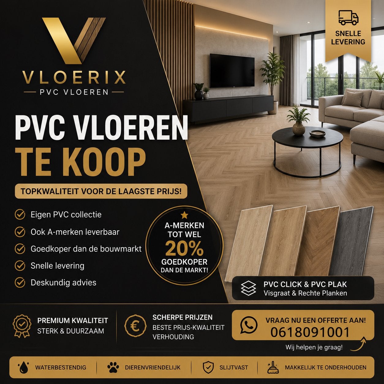 PVC Vloeren op=opKopen? Topkwaliteit voor de Beste Prijs!, Ophalen of Verzenden, Nieuw, Pvc vloer recht en visgraat, Vinyl