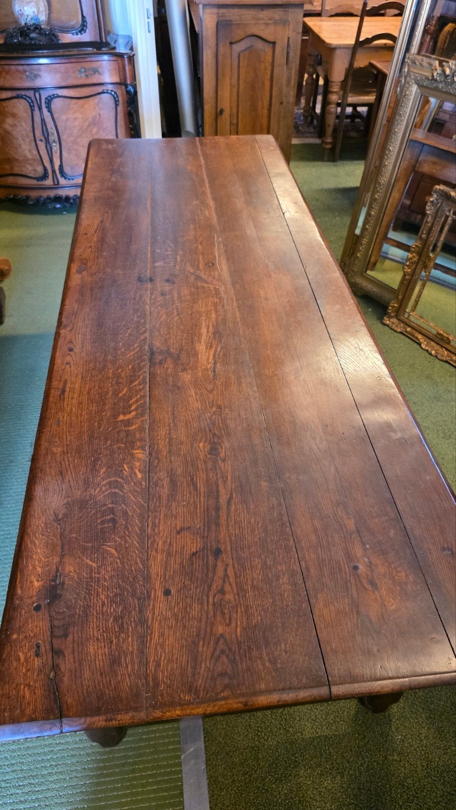 Antieke eikenhouten Franse boeren eettafel 240 cm, Ophalen
