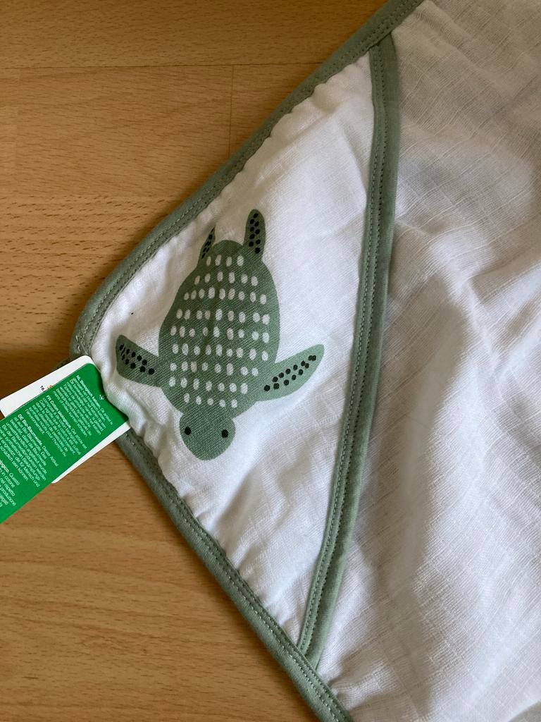 Baby handdoek met capuchon Badcape schildpad print - Nieuw, Ophalen of Verzenden, Nieuw
