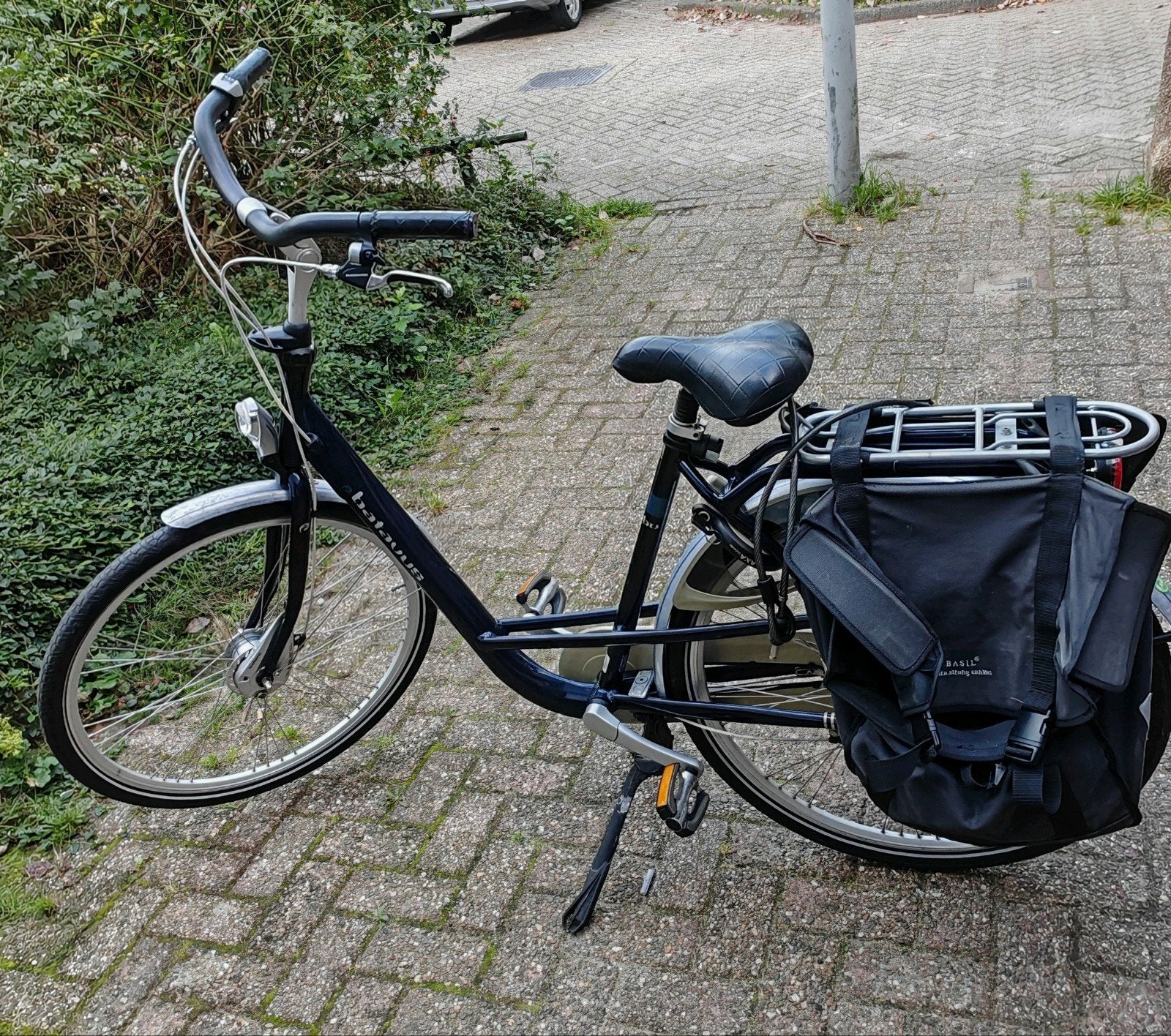 Batavus fiets met axa defender slot grote basil tas, Ophalen, 53 tot 56 cm, (Extra) lage instap, Batavus