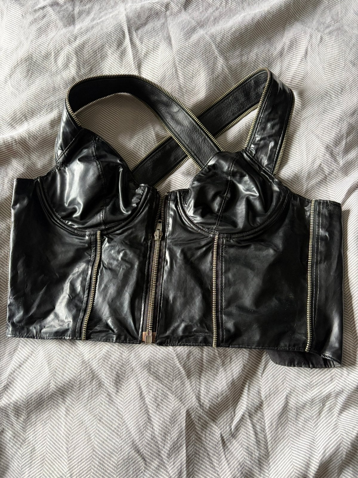 Lakleren Bustier, Ophalen of Verzenden, Gedragen, Maat 36 (S), Zwart