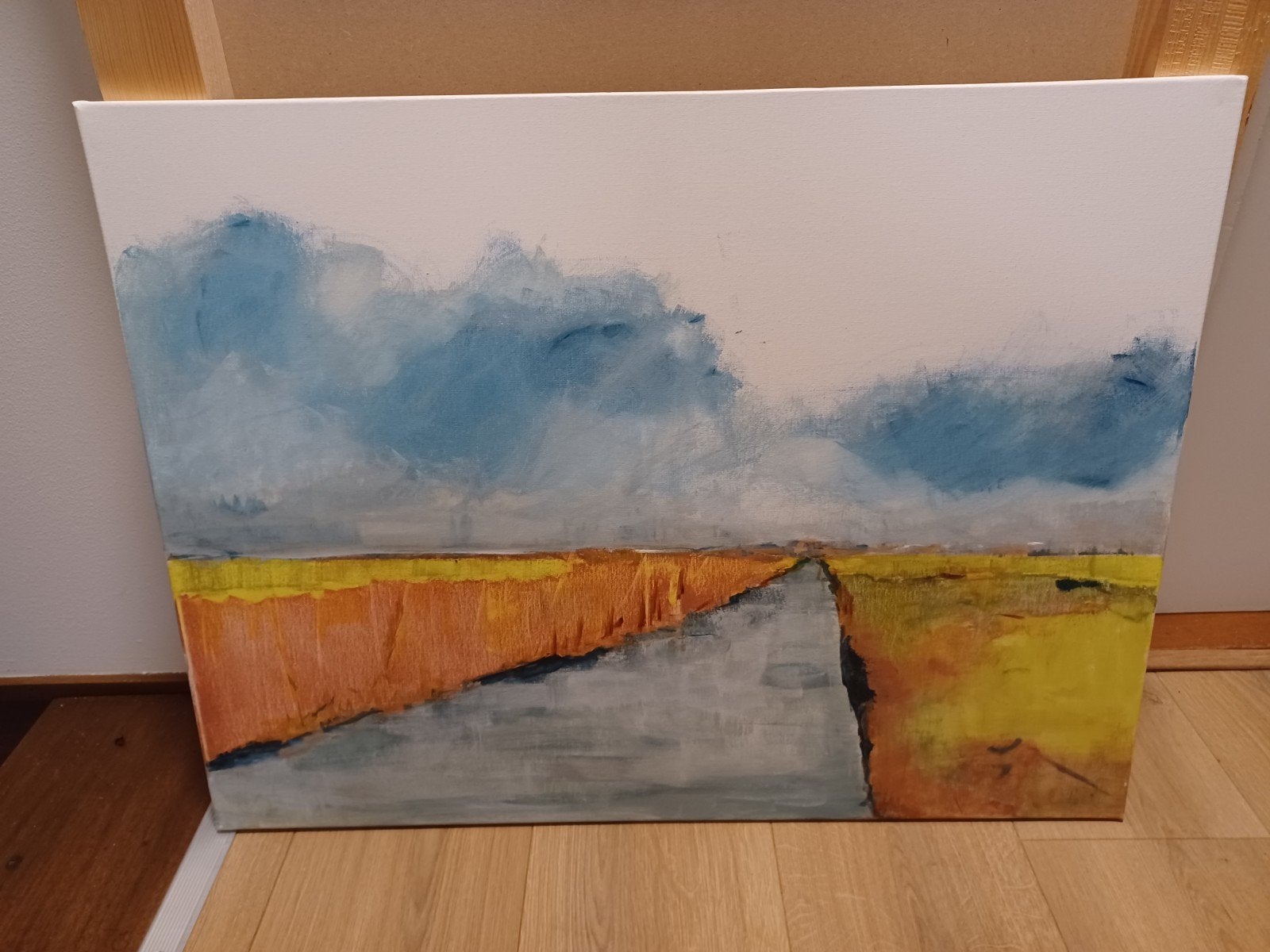 Landschap. Origineel, acryl op doek. Afmeting 80x60 cm., Ophalen