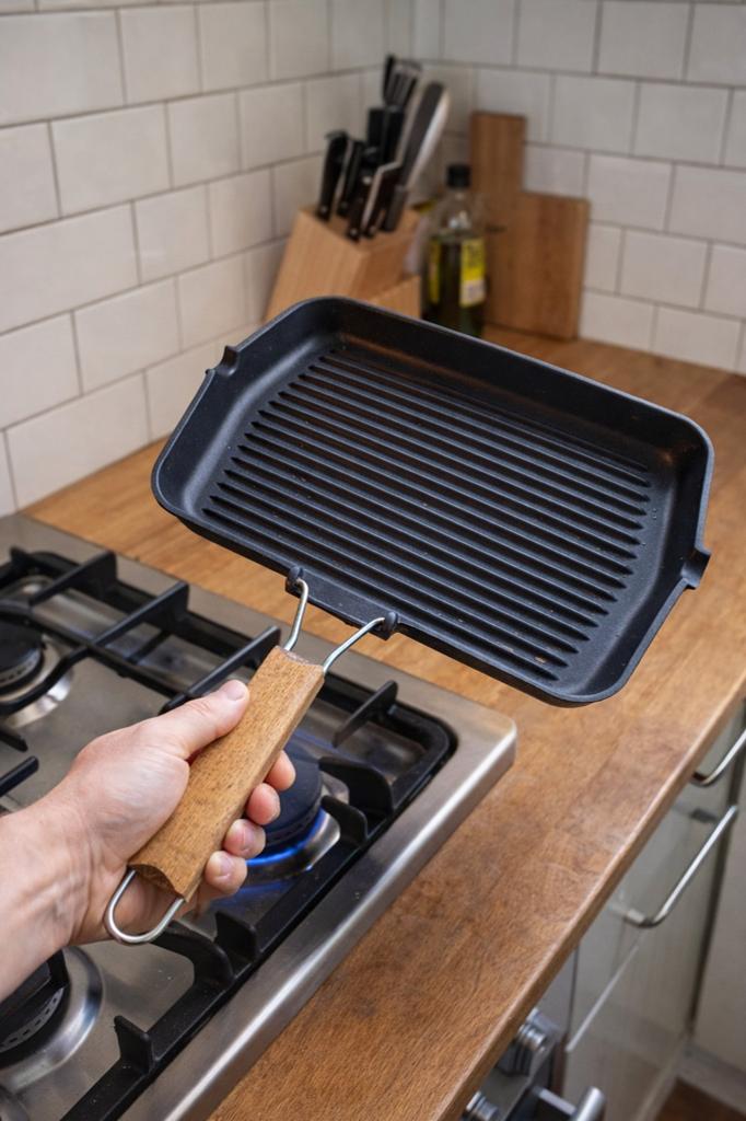 Vintage Rondine Premier Grill Pan - Gietijzeren Grillplaat, Ophalen of Verzenden, Gebruikt, Tafelgrill