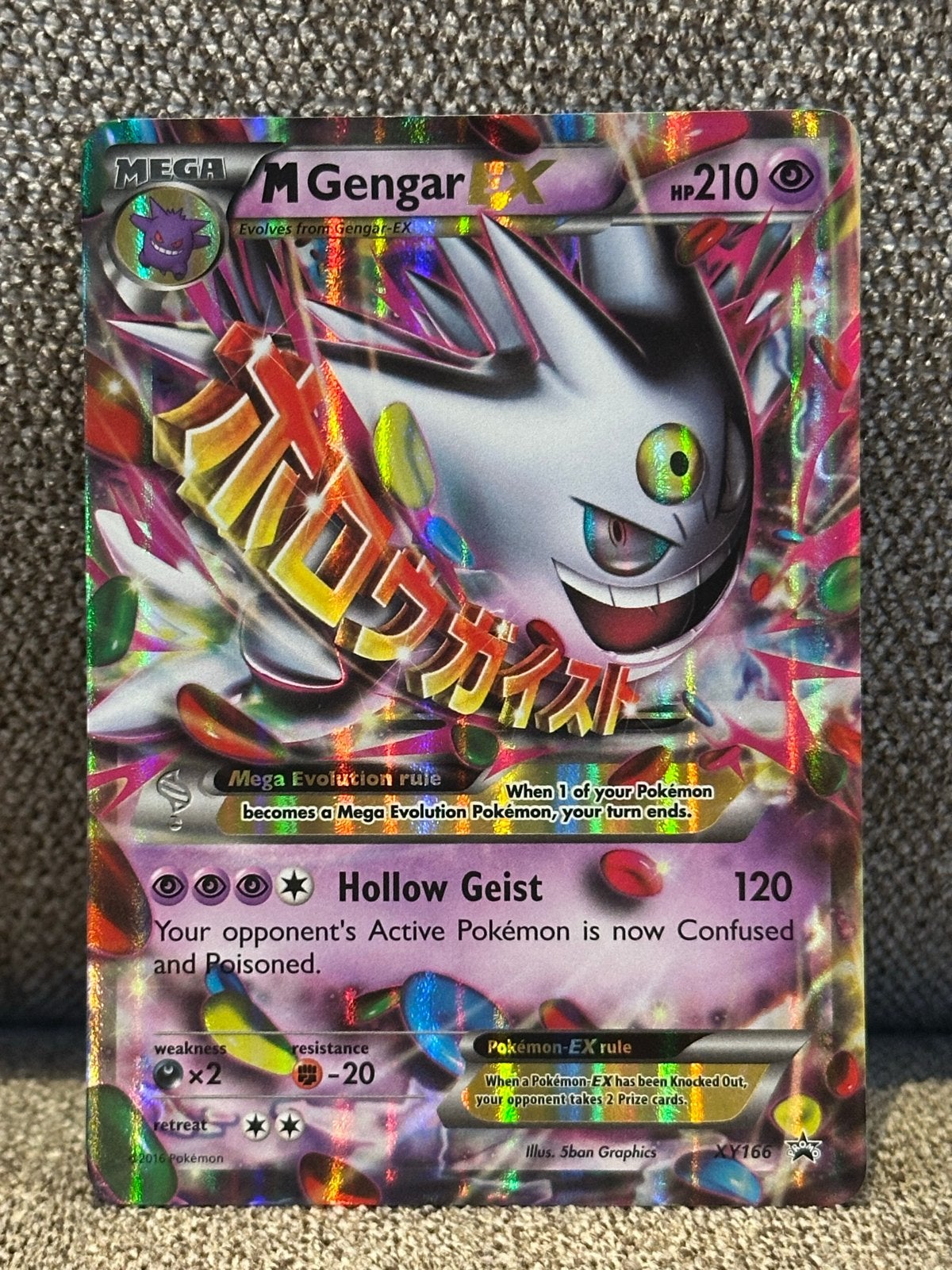 Pokémon M Gengar EX XY166 Holo Foil Kaart, Ophalen of Verzenden, Zo goed als nieuw, Losse kaart, Foil