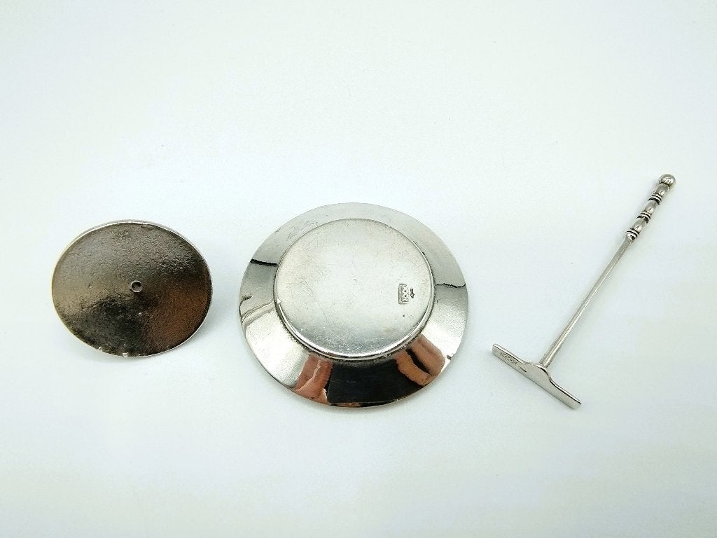 Zilveren roulettetafel met draaiend middenstuk en stok, Antiek en Kunst, Verzenden, Zilver