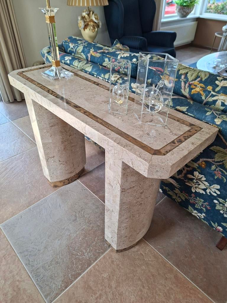 Prachtige Manhattan style sidetable natuursteen, Ophalen, Overige materialen, 100 tot 150 cm, Zo goed als nieuw