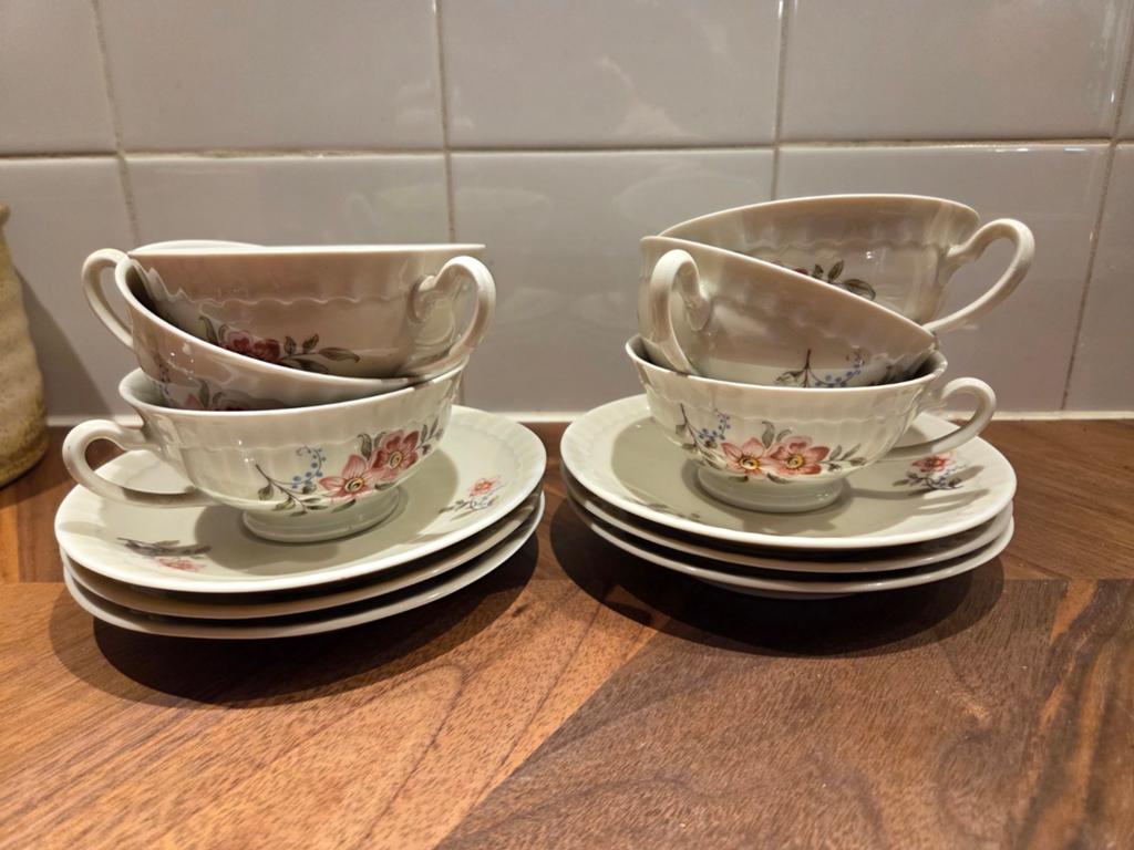 Vintage Mosa Maastricht kop en schotel Set - Bloemen, Ophalen