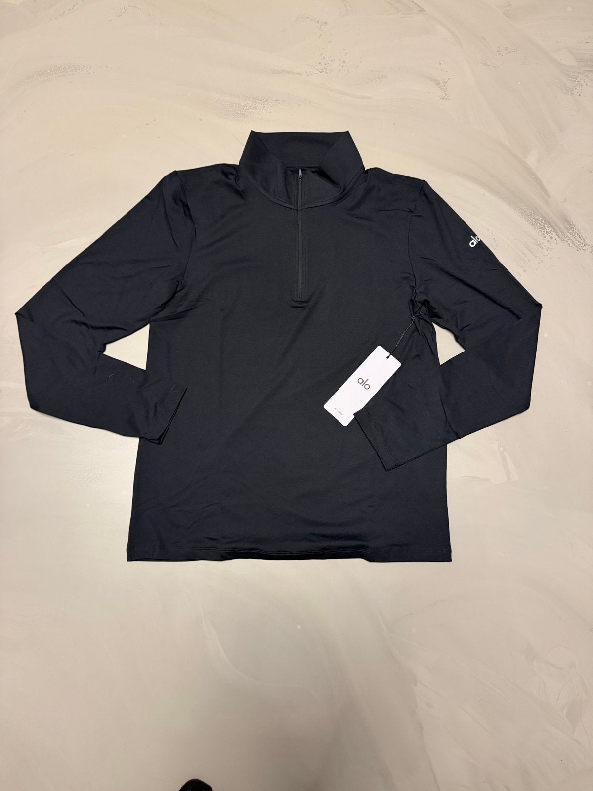 Alo Yoga Conquer 1/4 Zip Reform Long Sleeve Maat S, Zwart, Nieuw, Ophalen of Verzenden, Fitness of Aerobics