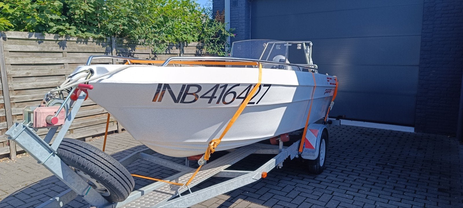 Pioner consoleboot met honda motor en trailer, Watersport en Boten, Boottrailers, Ophalen, Gebruikt, Minder dan 6 meter, Overige typen