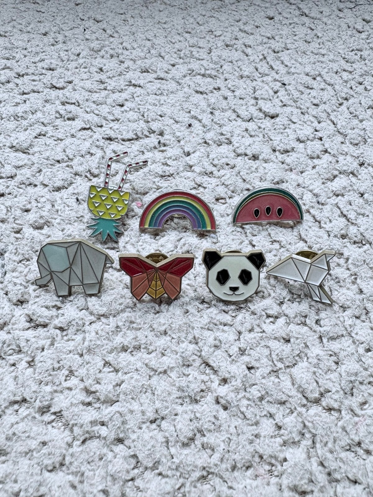 Leuke pins: ananas, regenboog, watermeloen, olifant, vlinder, Verzamelen, Ophalen of Verzenden, Zo goed als nieuw, Dier of Natuur