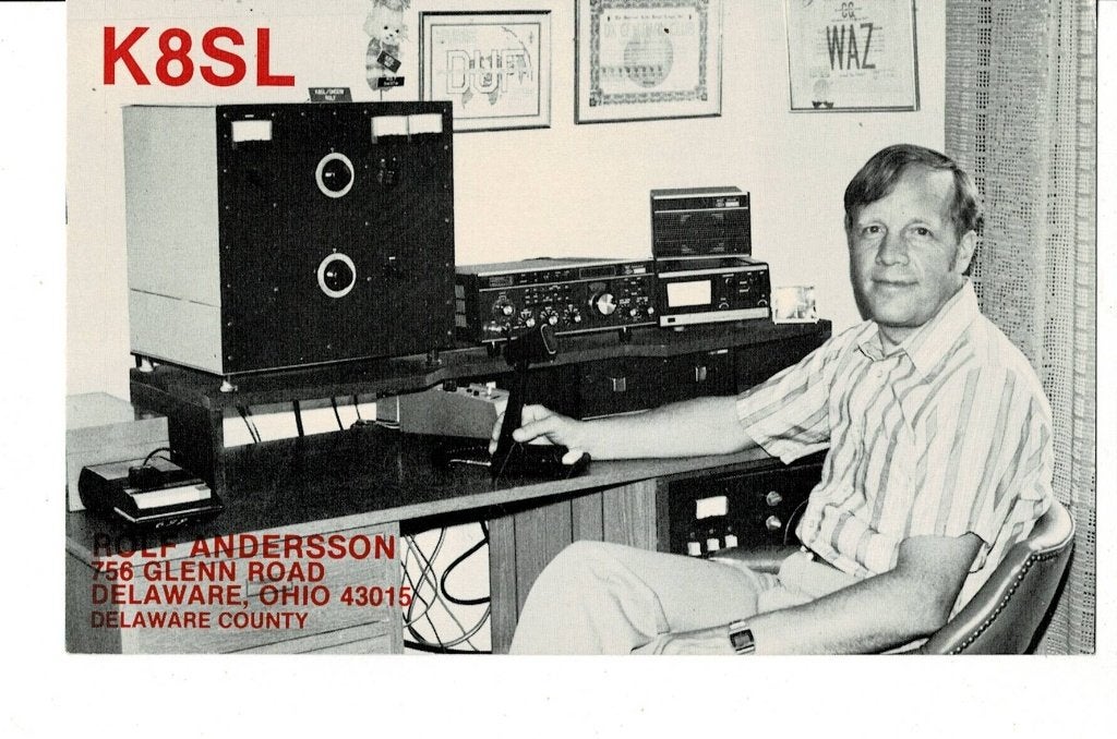 QSL kaart K8SL Rolf Andersson 1982, OHIO, Ophalen of Verzenden, 1980 tot heden, Gelopen, Overige thema's