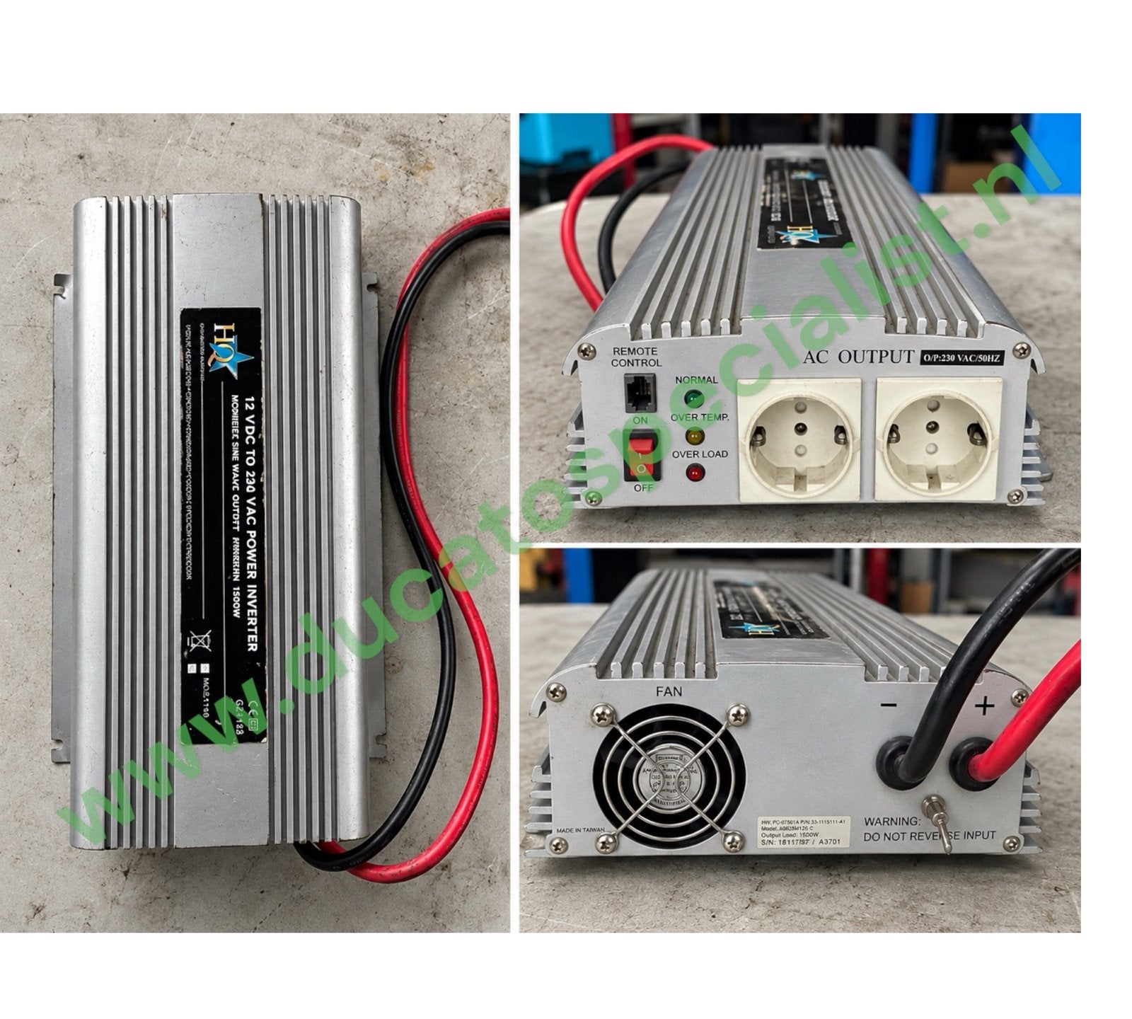 HQ Power Inverter 1500W - 12V naar 230V Omvormer, Caravans en Kamperen, Ophalen of Verzenden, Gebruikt