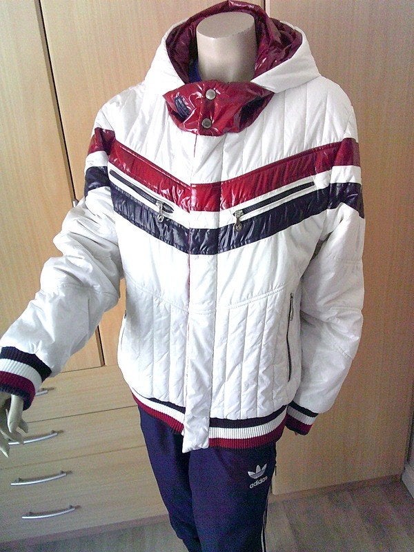 NICKELSON rood/wit blauw winterjas maat 3XL, Nickelson, Overige maten, Zo goed als nieuw, Meerkleurig