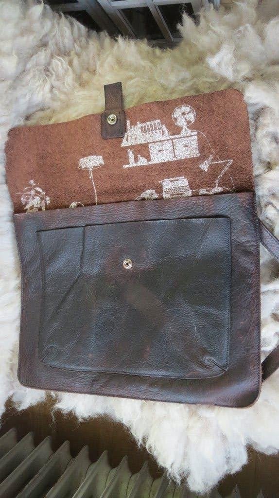Keecie, leren tas, model Head Office, bruin, 37x29cm, Gebruikt, Bruin, Verzenden, Schouderband