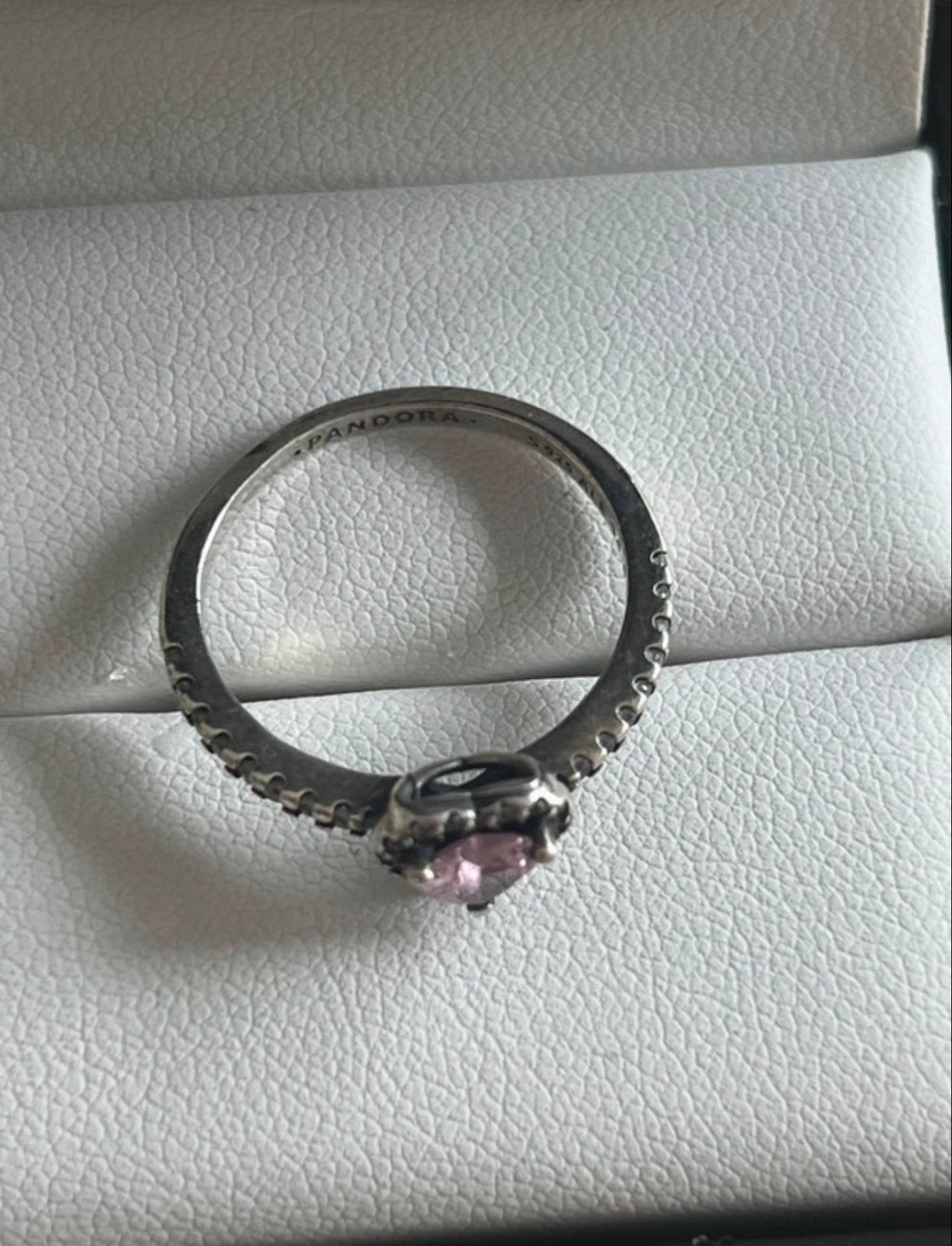 Pandora ring met roze hartje, zilver 925, maat 54, Gebruikt, Ophalen of Verzenden, Kleiner dan 17, Roze