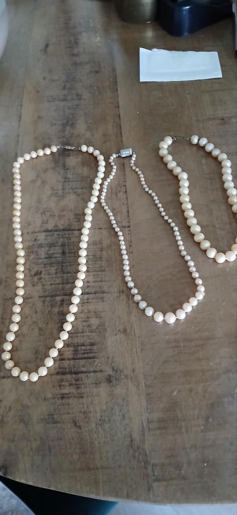 3 oude parel kettingen geknoopt, Sieraden, Tassen en Uiterlijk, Antieke sieraden, Verzenden, Overige materialen, Ketting, Met edelsteen