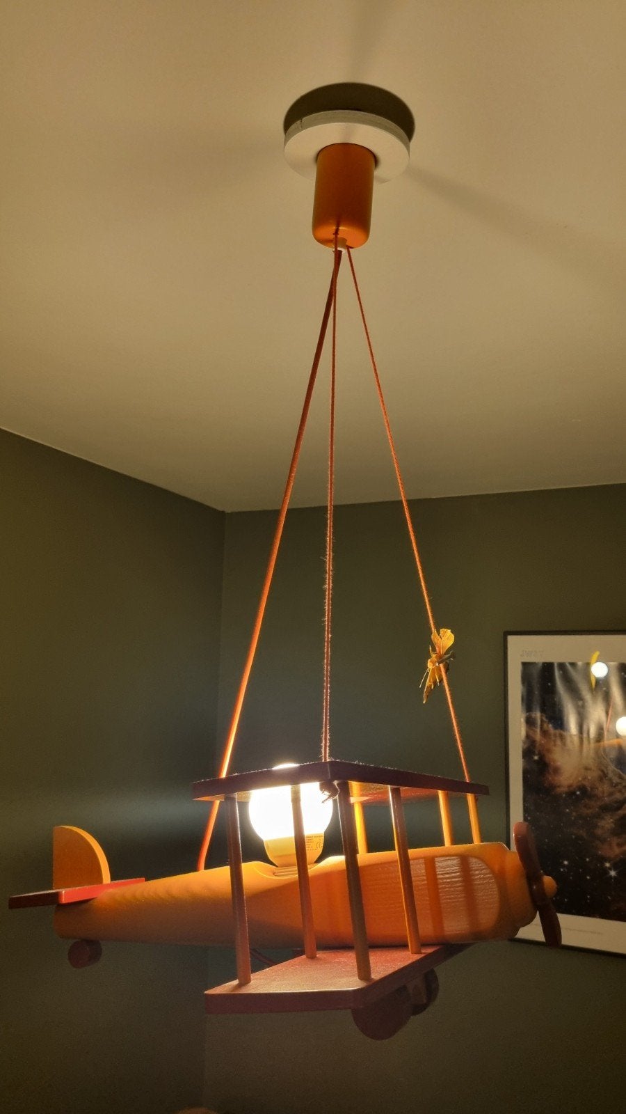 Houten Vliegtuig Lamp voor Kinderkamer, Gebruikt, Ophalen of Verzenden, Ophangbaar, Meerkleurig