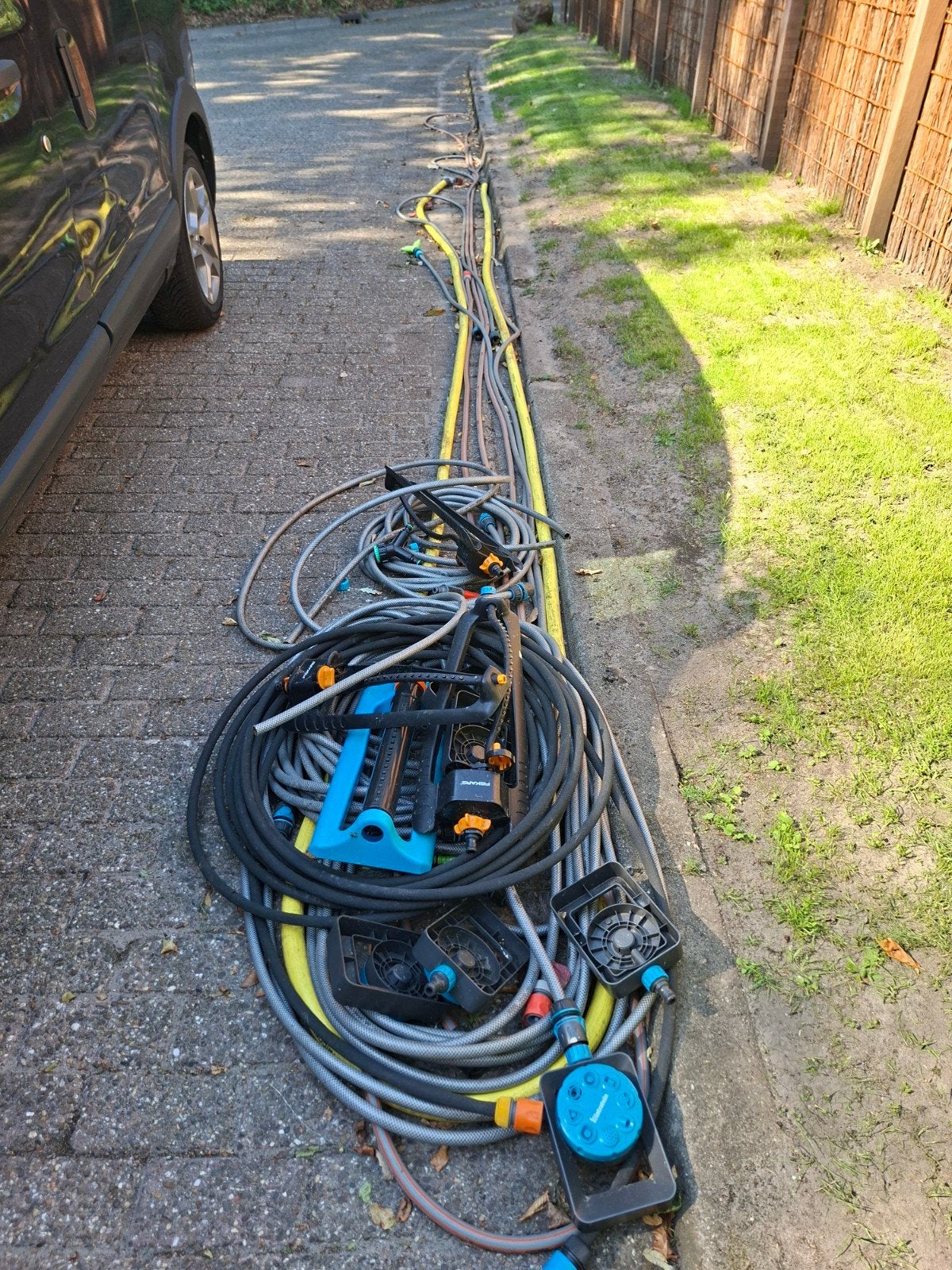 Meters tuinslang (o.a.Tricoflex), sproeiers, druppelslangen., Ophalen, Gebruikt, Tuinslang