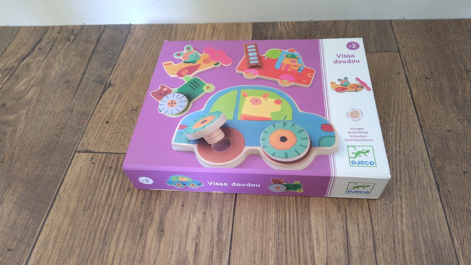 Djeco Vissa Doudou Houten Voertuigen Puzzel, Ophalen of Verzenden, Zo goed als nieuw, Overige typen