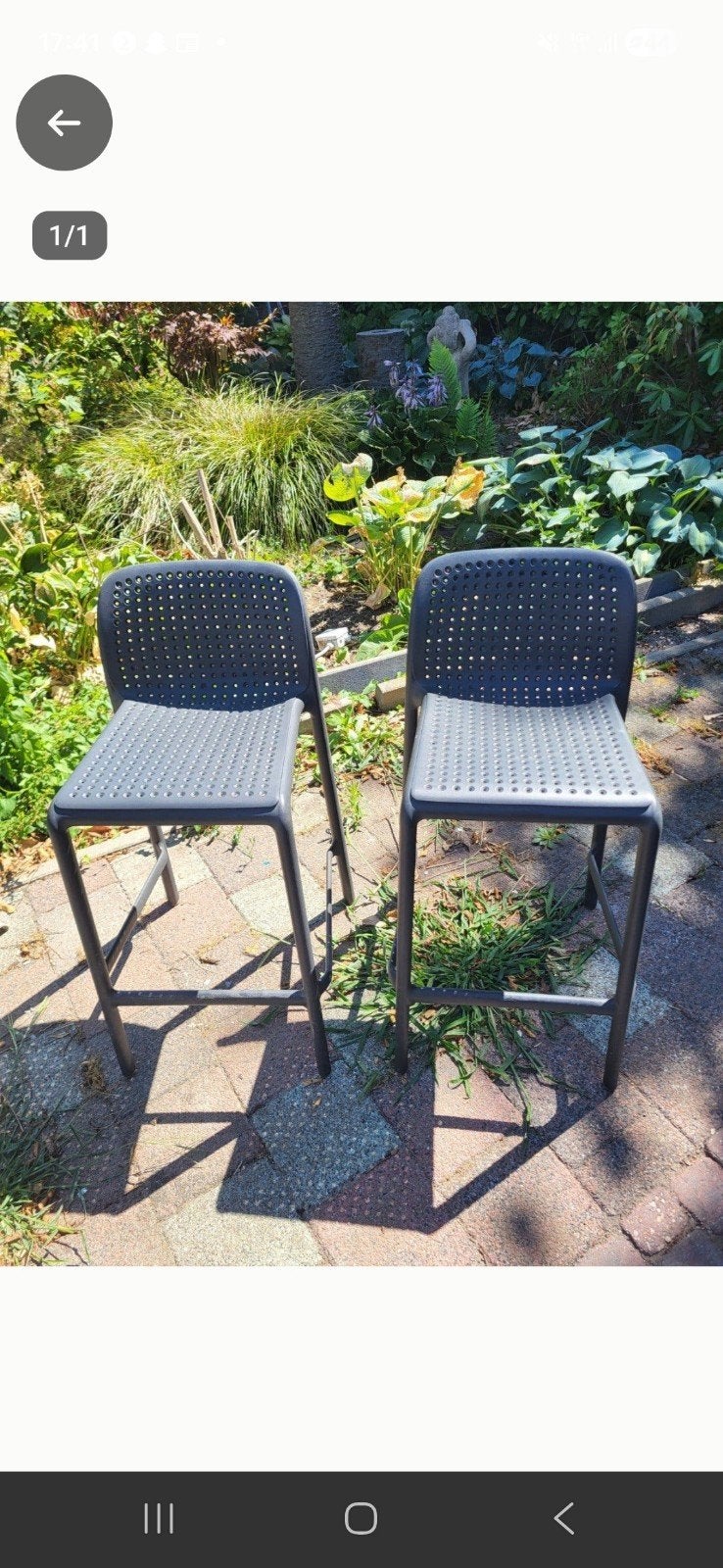 2x Hard Plastic Barkrukken - Grijs, Kunststof, Gebruikt, 60 tot 90 cm, Ophalen of Verzenden